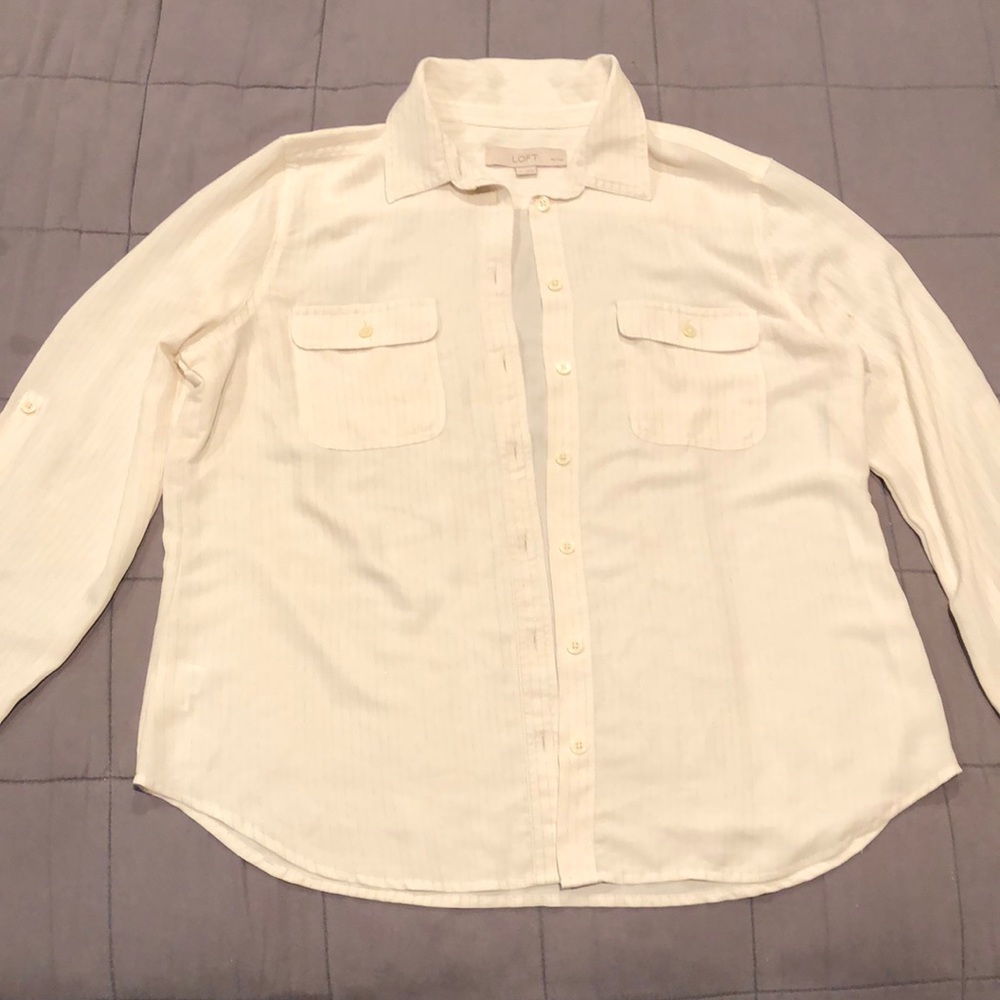 Striped white LOFT blouse